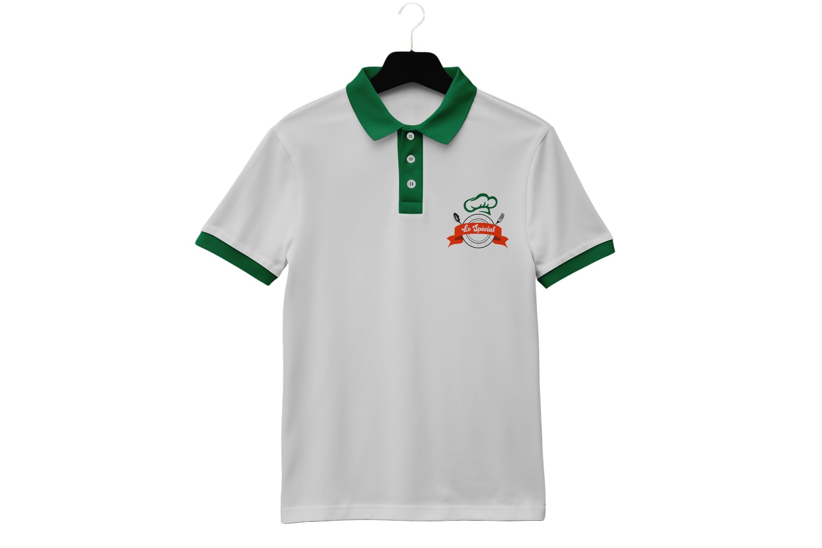Polo de service vert et blanc du Spécial